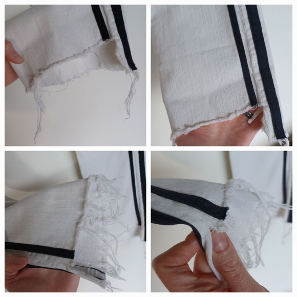 Mother Jeans The Insider Crop Step Fray in White with Black Stripes - Picture 11 of 16